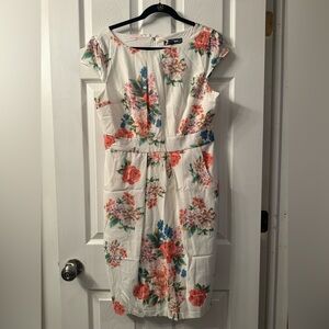 Modcloth Cream Floral Dress